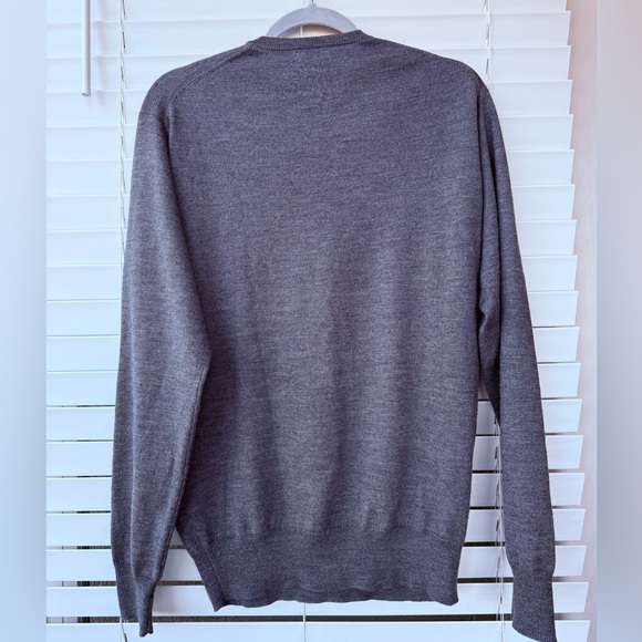 Peter Millar Sweater Mens Charcoal Gray Crown Soft V Neck Merino Wool Silk M - Picture 11 of 11